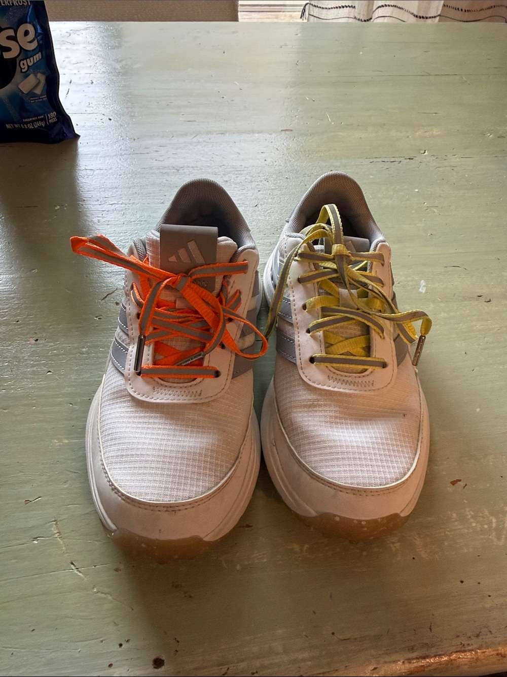 Kids Golf White Athletic Sneakers with Orange and Yellow Accents